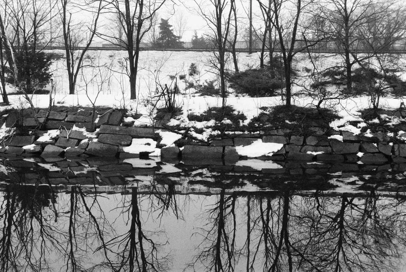 Stone Wall Divides Winter's Mirror